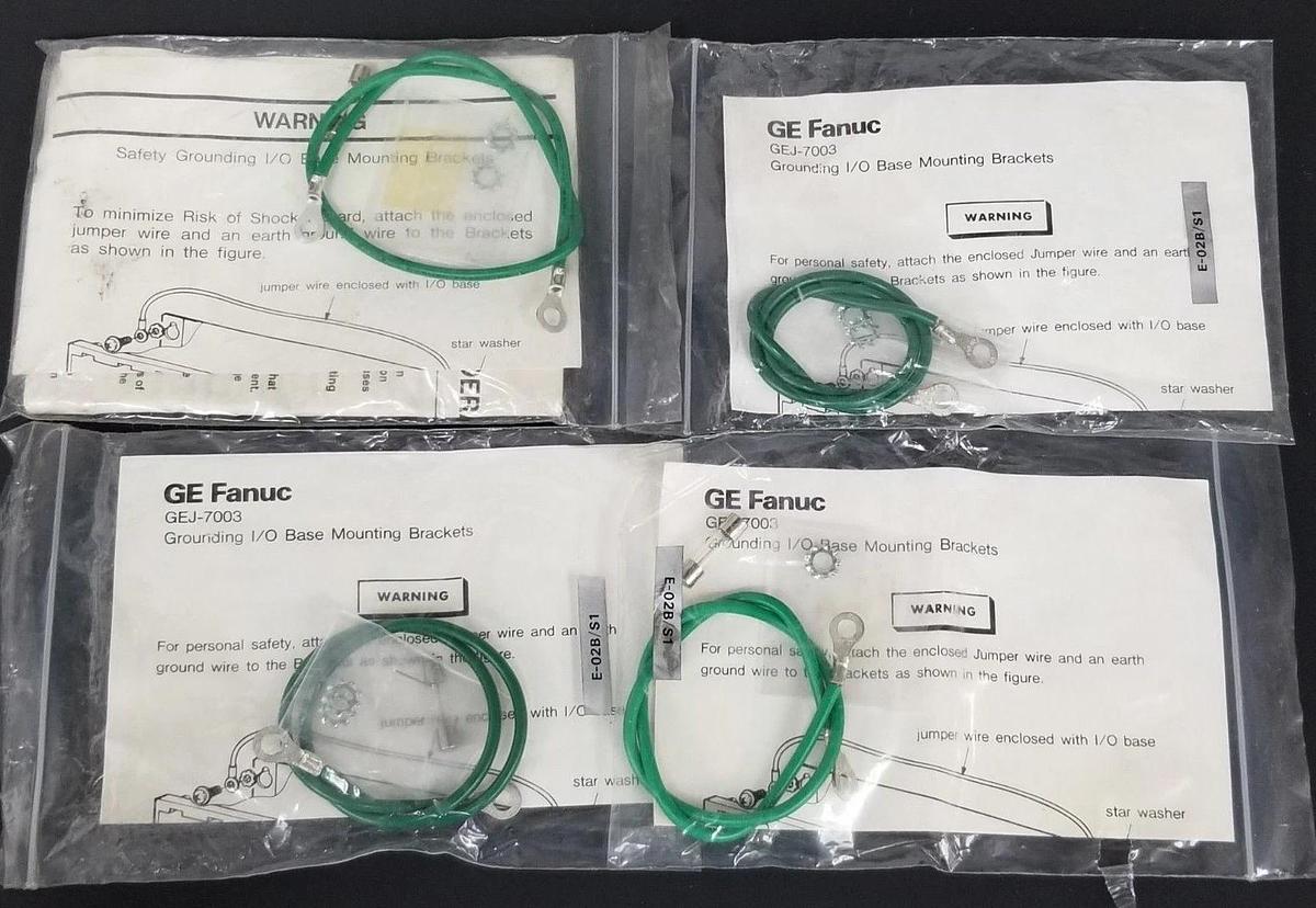 LOT OF 4 NEW GE FANUC GEJ-7003 GROUNDING WIRES FOR I/O BASE MOUNTING BRACKETS