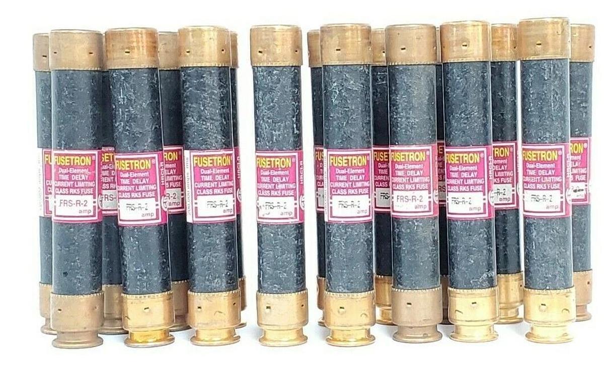 Used LOT OF 18 COOPER BUSSMANN FRS-R-2 FUSETRON TIME DELAY FUSES FRSR2