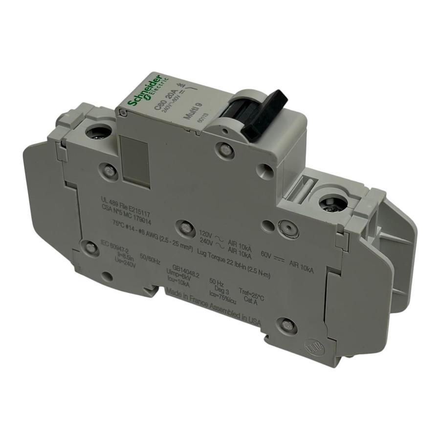 Schneider Electric Multi 9 C60 20A Circuit Breaker 60113 1 Pole 240V 60V New