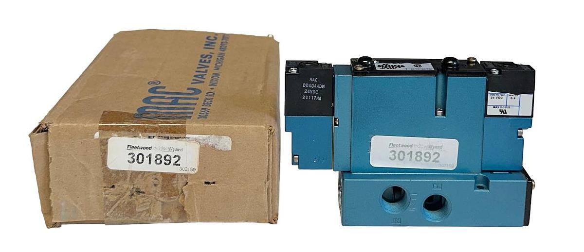 Used NEW MAC / FLEETWOOD 301892 PNEUMATIC SOLENOID VALVE ASSEMBLY 24VDC COIL NSMP