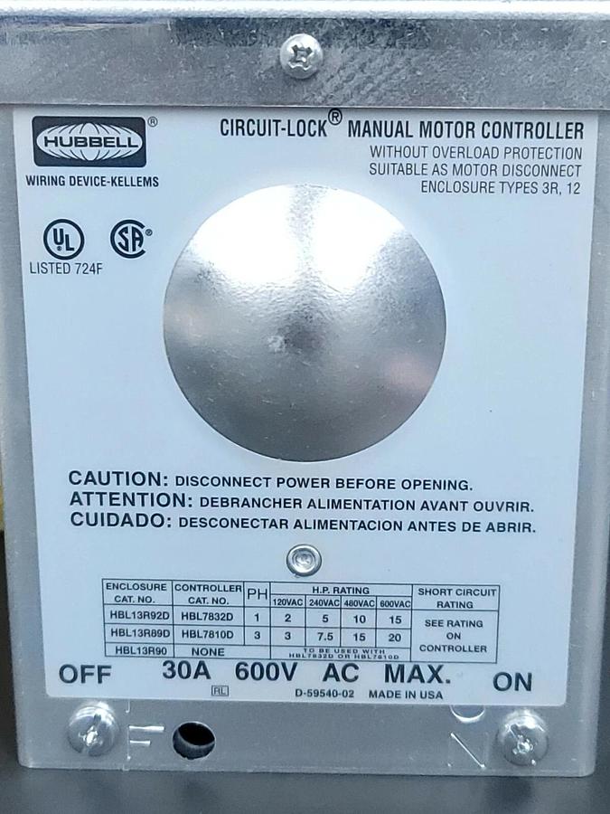 Used NIB HUBBELL HBL13R90 SURFACE MOUNT ENCLOSURE 30A