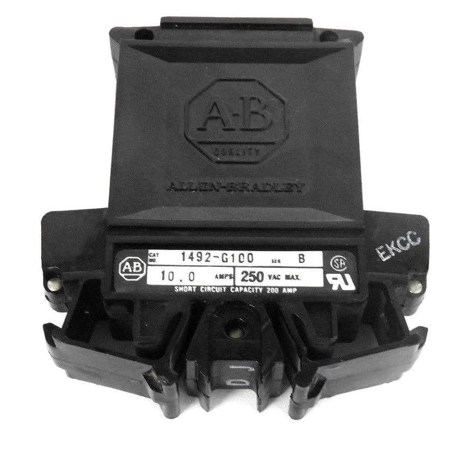 Used ALLEN BRADLEY 1492-G100 CIRCUIT BREAKER SERIES B, 10A, 250VAC, 1492G100