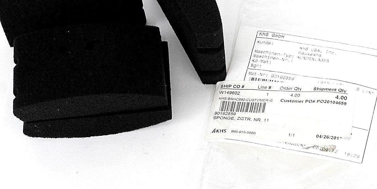 Used LOT OF 4 NEW KHS SPONGES, ZGTR. NR. 11 KHS-BAHC880, MAT-NR: 90192859