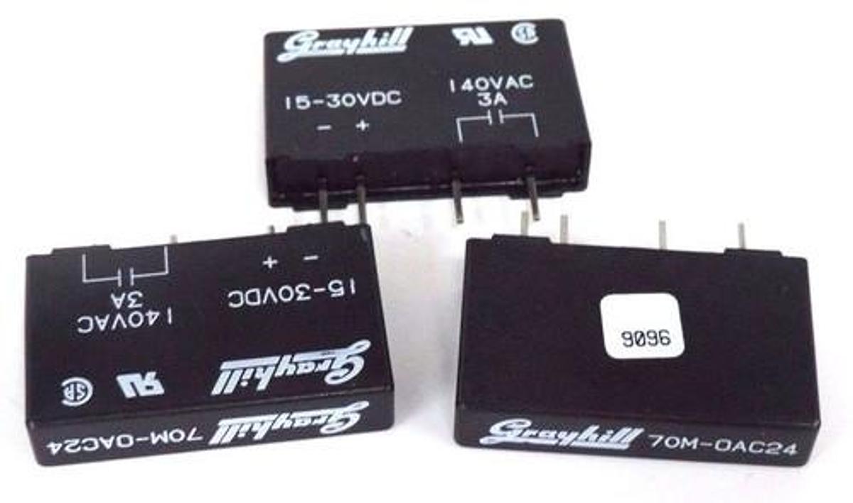 Used LOT OF 3 NEW GRAYHILL 70M-OAC24 I/O MODULE 3AMP 140VAC 15-30VDC 4PIN, 70MOAC24