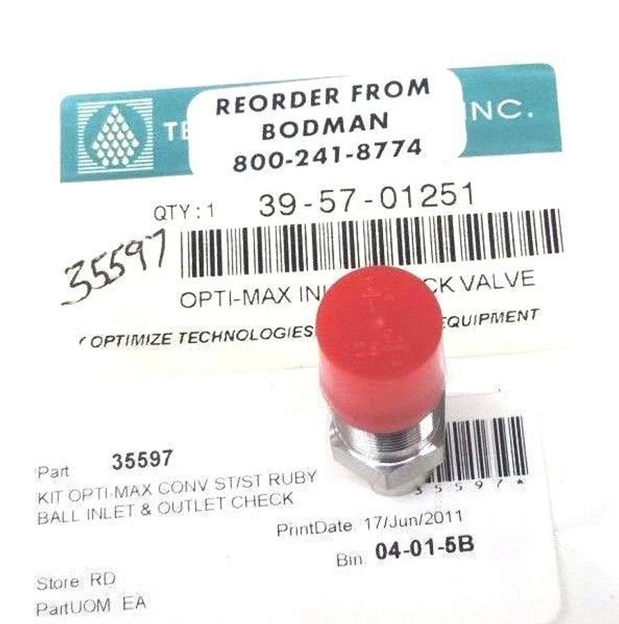 Used NEW OPTIMIZE TECHNOLOGIES 39-57-01251 OPTI-MAX INLET CHECK VALVE 1/8'' RUBY BALL
