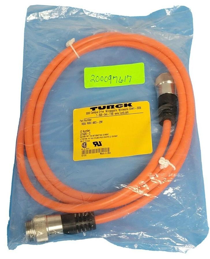Used NEW TURCK RSV RKV 483-2M CORDSET IDENT. NO. U7420-2