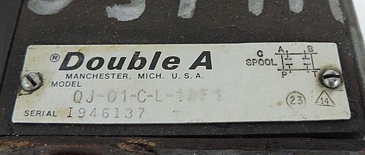 Used VICKERS DOUBLE A QJ-01-C-L-10F1 HYDRAULIC VALVE W/ DECCO 11-403 COIL