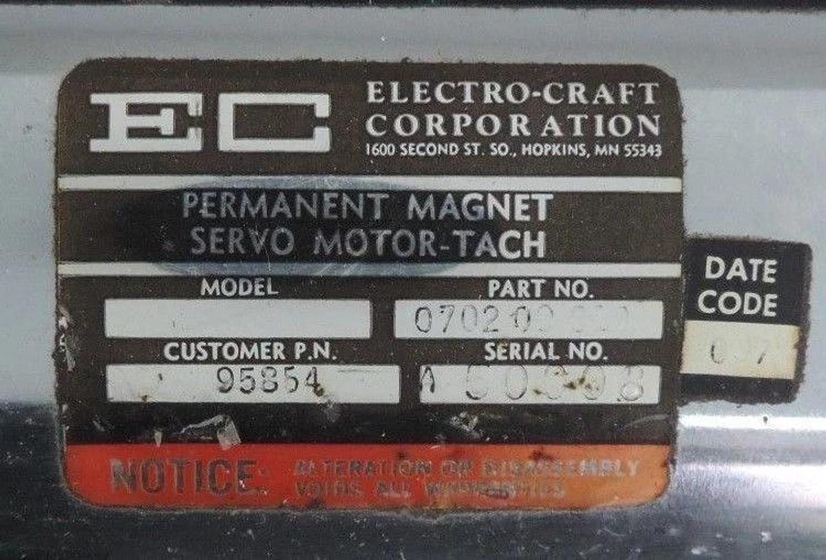 Refurbished REPAIRED ELECTRO-CRAFT 0702-09-010 SERVO MOTOR W/ TACHO FEEDBACK E702, 070209010
