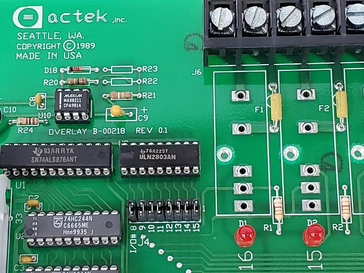 Used ACTEK INC. IOM-116 I/O CONTROL BOARD B-00218 REV. 0.1 B-00219 B-00220 IOM116