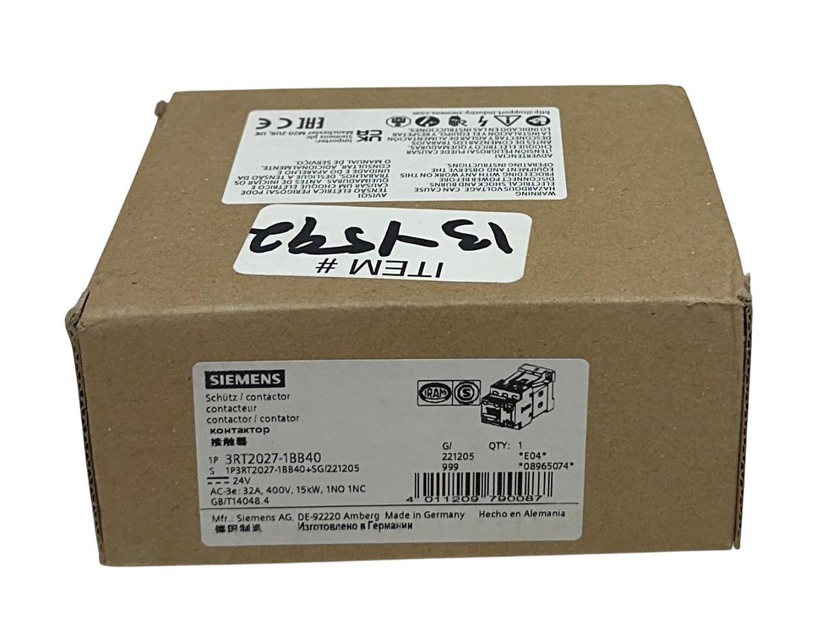 Used SIEMENS 3RT2027-1BB40 / 3RT20271BB40 SIRIUS IEC MAGNETIC CONTACTOR 32A 24V NSMP