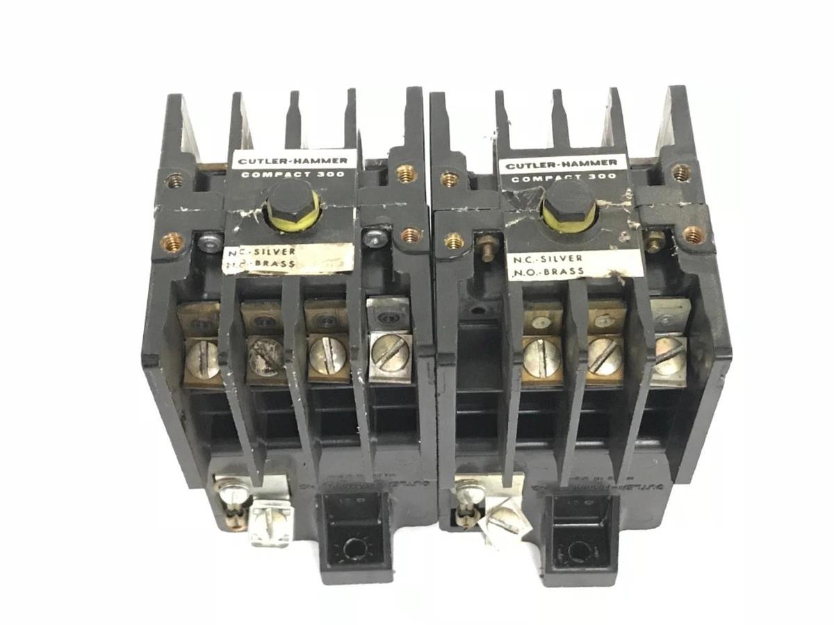 Used LOT OF 2 CUTLER-HAMMER 9575H2250 COMPACT 300 TYPE CF RELAYS 300VAC, 6A, 910