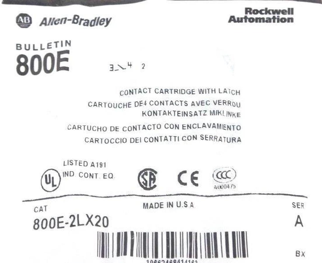 Used LOT OF 3 NEW ALLEN BRADLEY 800E-2LX20 CONTACT CARTRIDGES W/ LATCH SER. A