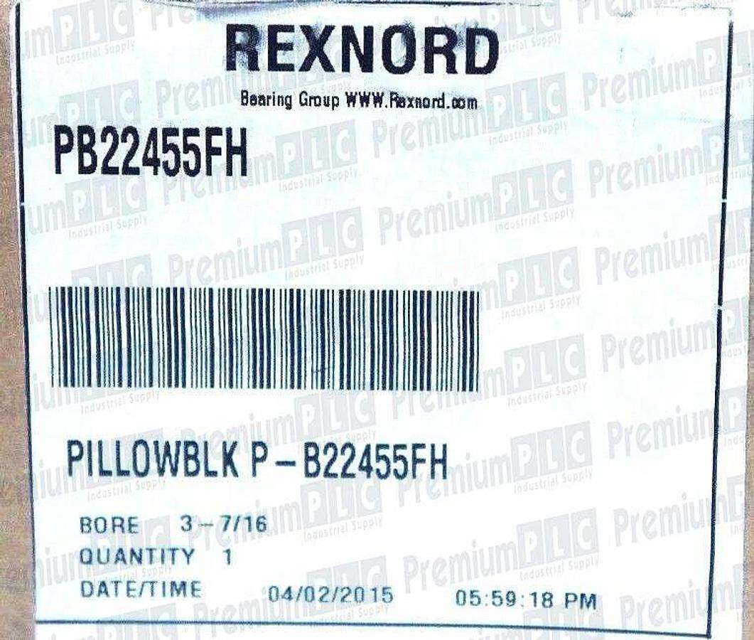 NIB REXNORD PB22455FH SELF-ALIGNING ROLLER BEARING P-B22455FH BORE: 3-7/16