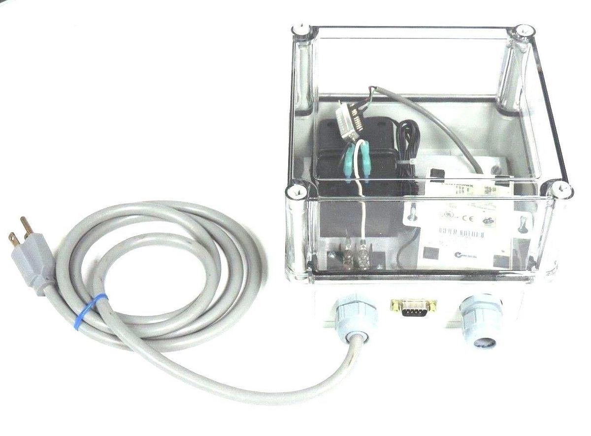 Used VYNCKIER ENCLOSURE W/ LANTRONIX UDS-10 DEVICE SERVER UDS-10-01, POWER SUPPLY