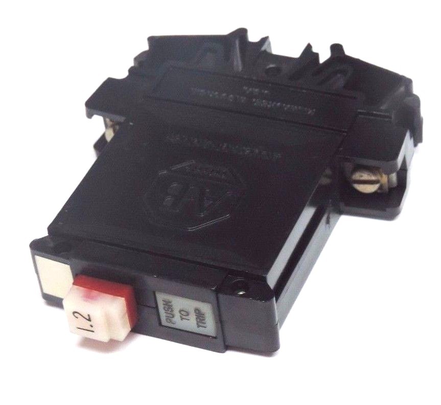 Used ALLEN BRADLEY 1492-G012 CIRCUIT BREAKER 1.2AMP 1POLE 250VAC, 1492G012, SER. B