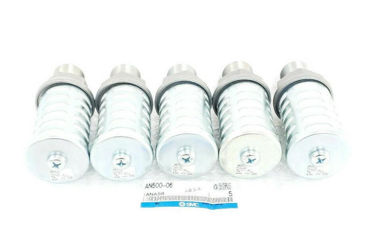LOT OF 5 NEW SMC AN500-06 AN SILENCERS AN 3/4INCH STANDARD (PT)