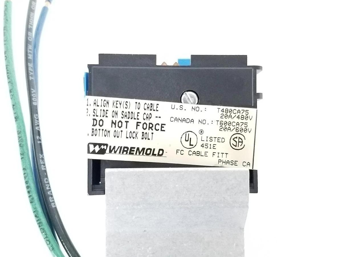 Used NIB WIREMOLD T480CA75 TAP & FIXTURE HANGER 3/4'' 20A 480V BLUE/BLACK T600CA75