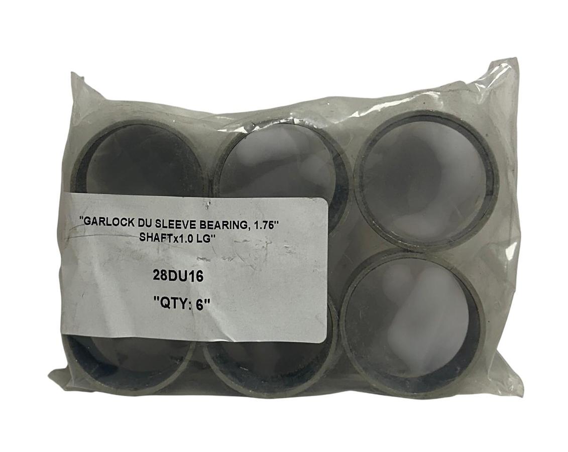 Used 6 GGB GARLOCK 28DU16 DU SLEEVE BEARING 1.75'' SHAFT x 1'' LONG OEM NSNP