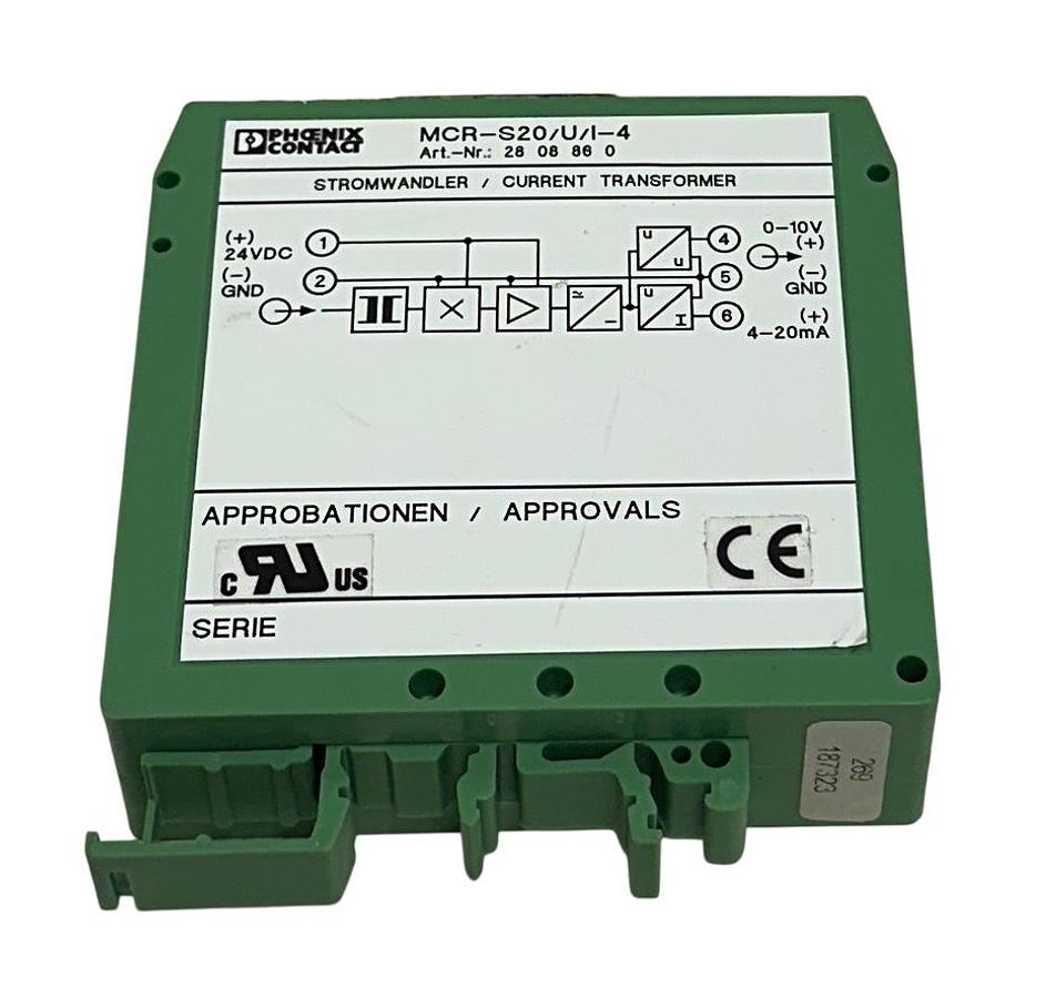Used PHOENIX CONTACT MCR-S20/U/I-4 / 2808860 CURRENT TRANSFORMER 24VDC 4-20mA USNP