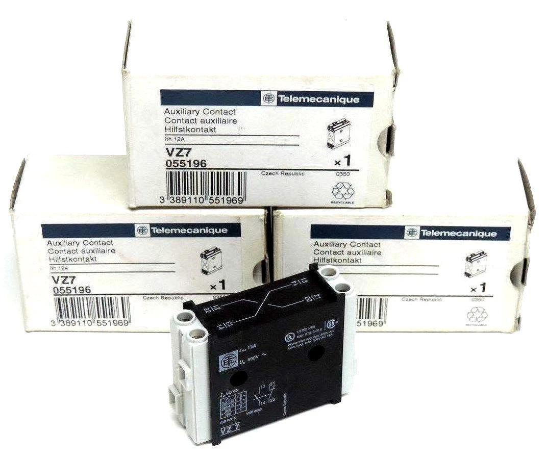 LOT OF 3 NIB TELEMECANIQUE VZ7 AUXILIARY CONTACTS 12A, 690V, 055196
