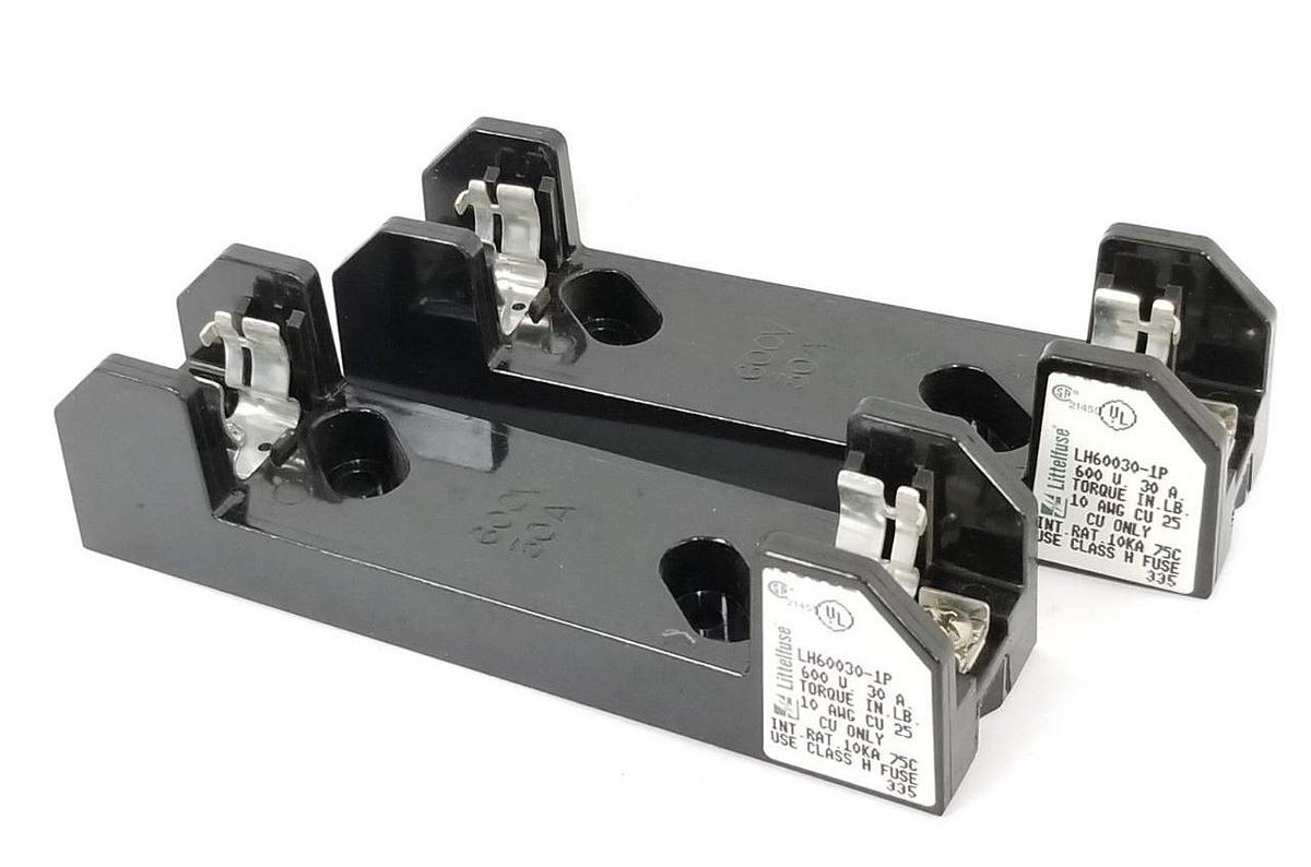 Used LOT OF 2 NEW LITTELFUSE LH60030-1P FUSEHOLDERS 600V 30A 10AWG CU-25 10KA 75C