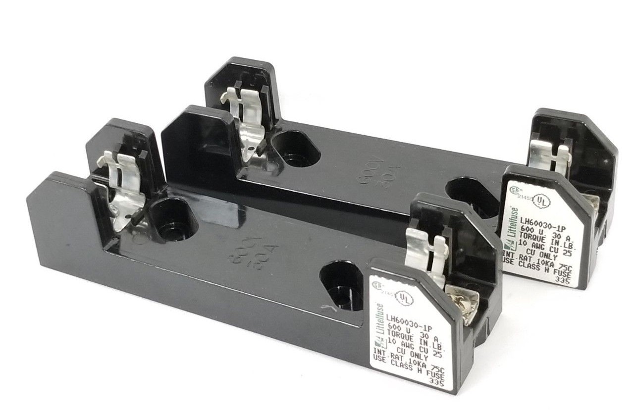 Used LOT OF 2 NEW LITTELFUSE LH60030-1P FUSEHOLDERS 600V 30A 10AWG CU-25 10KA 75C