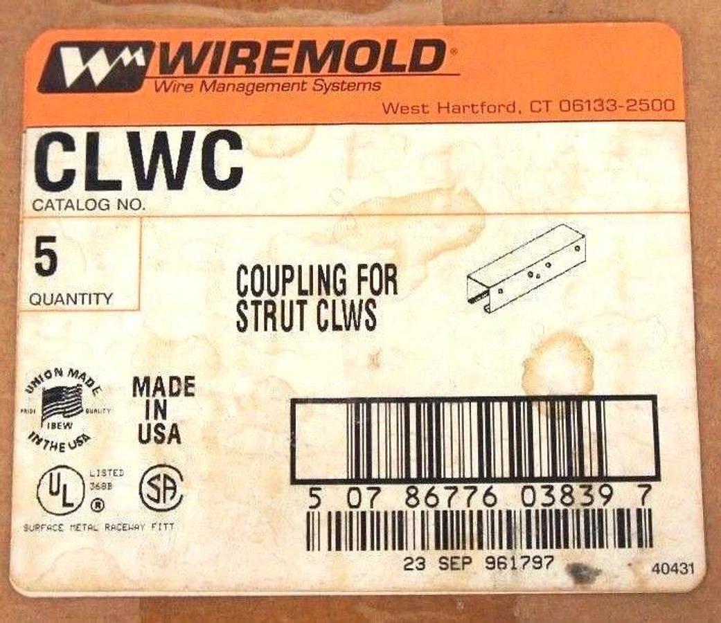 Used BOX OF 5 NEW WIREMOLD CLWC COUPLING FOR STRUT CLWS