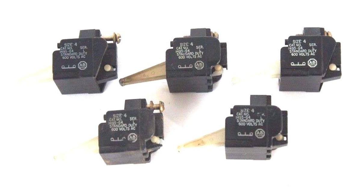 Used LOT OF 5 ALLEN BRADLEY 1495-G4 SIZE 4 CONTACTS SER L, 1495G4