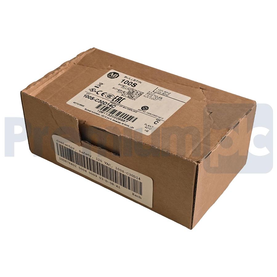 Used Allen-Bradley 100S-C30D14C /C Safety Contactor 30A 110/120V 3NO 1NO/4NC Aux NSMP