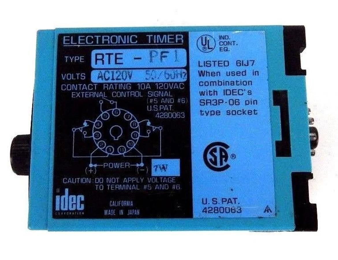 Used IDEC RTE-PF1 ELECTRONIC TIMER 120V, 50/60HZ, 0-10S, RTEPF1
