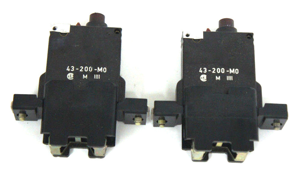 Used LOT OF 2 NEW ETA MAGNETIC 43-200-M0 CIRCUIT BREAKERS 250VAC 43200M0
