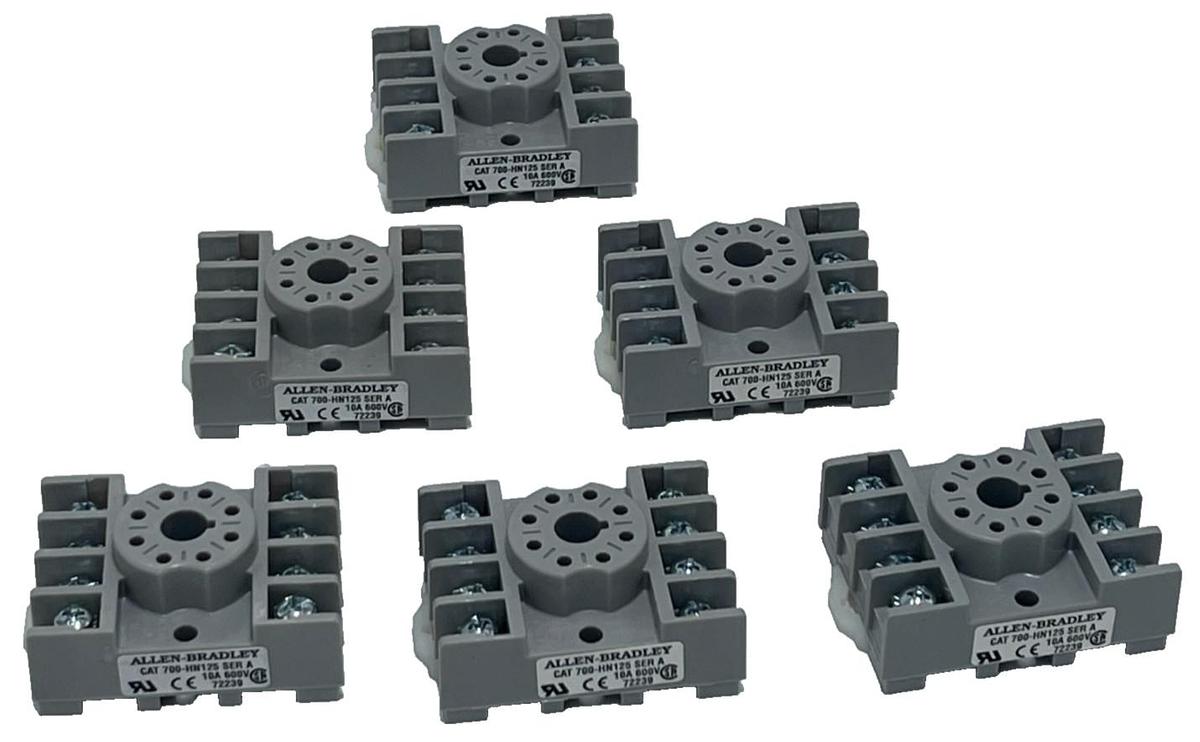 Lot of 6 Allen-Bradley 700-HN125 Relay Sockets, Series A, 8-Pin Octal Base NSNP