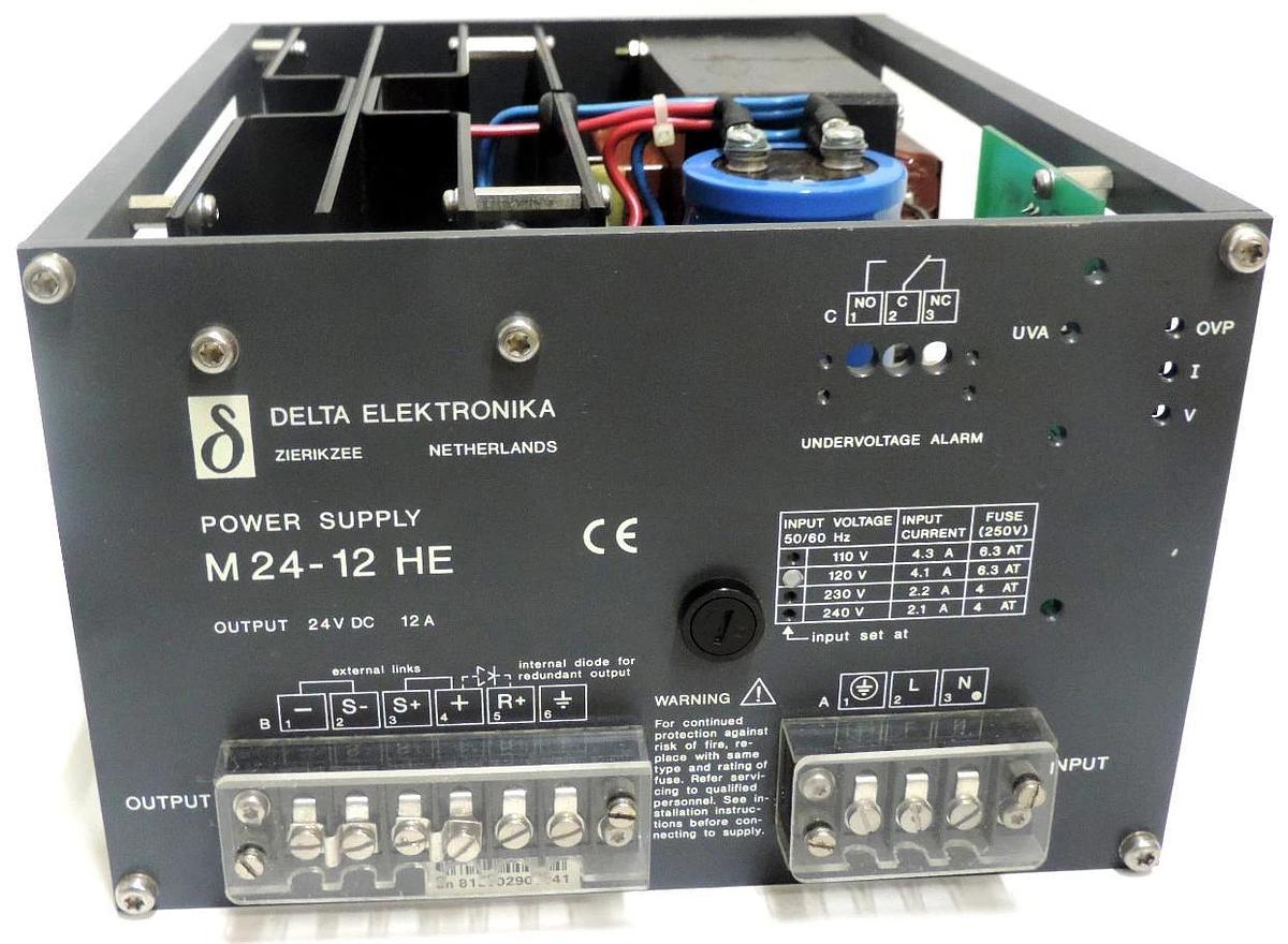Used DELTA ELEKTRONIKA M24-12HE POWER SUPPLY INPUT 110/117/220/234VAC OUT 12A 24V