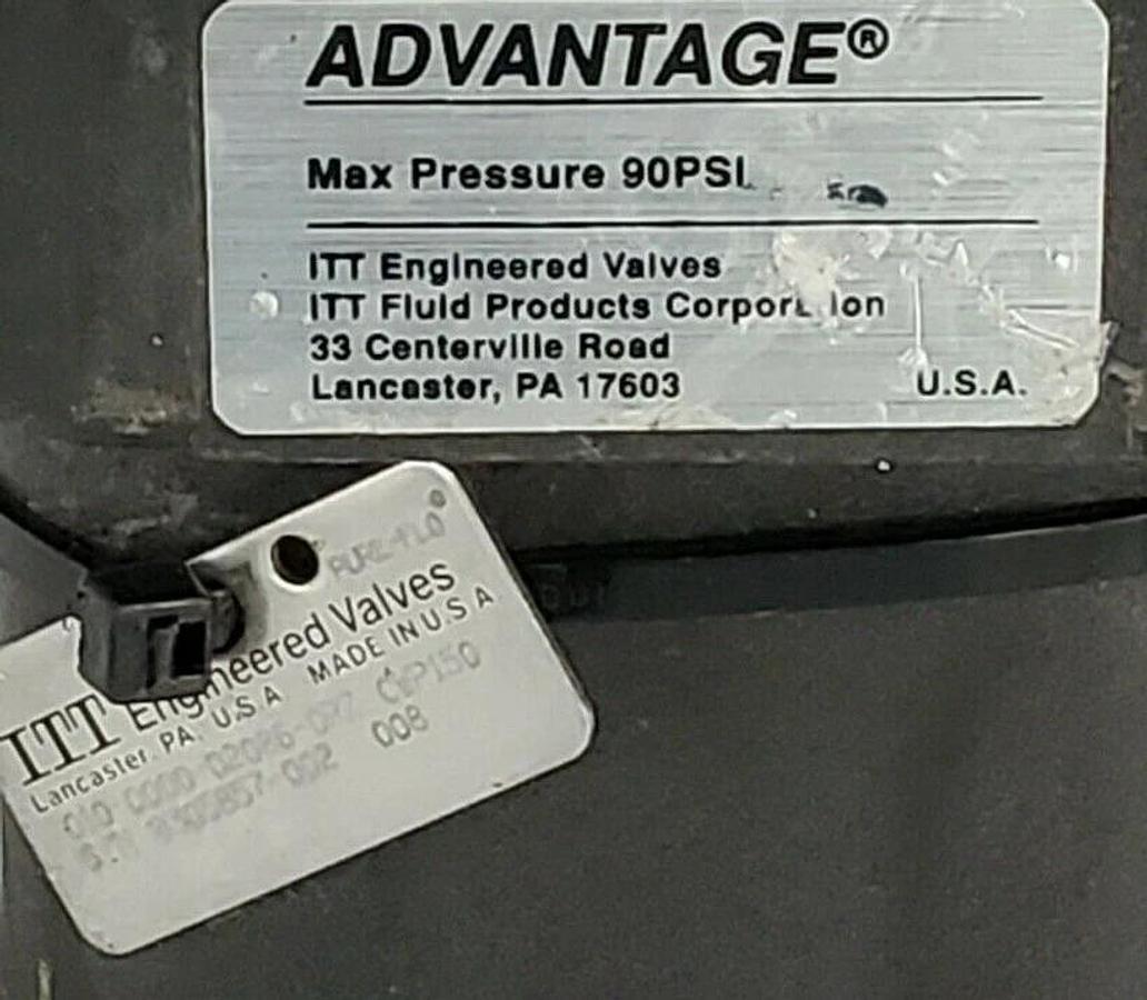 Used ITT ADVANTAGE 010-0000-02086-0RZ CWP150 ACTUATOR VALVE 90PSI