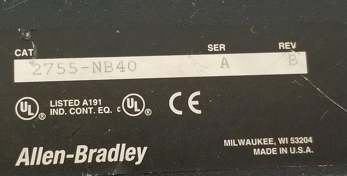 Used ALLEN BRADLEY ACCU-SORT ADAPTA SCAN 2755-N5 LASER SCANNER W/ 2755-NB40 WIRE BASE