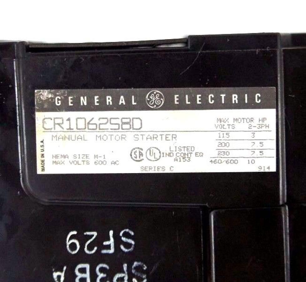 Used NIB GENERAL ELECTRIC CR106258D MANUAL MOTOR STARTER