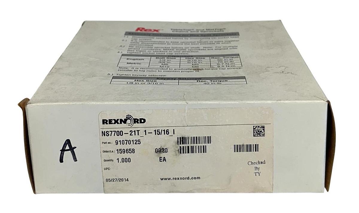 REXNORD NS7700-21T_1-15/16_I / 91070125 SPROCKET FLATTOP 1-15/16'' BORE NSMP