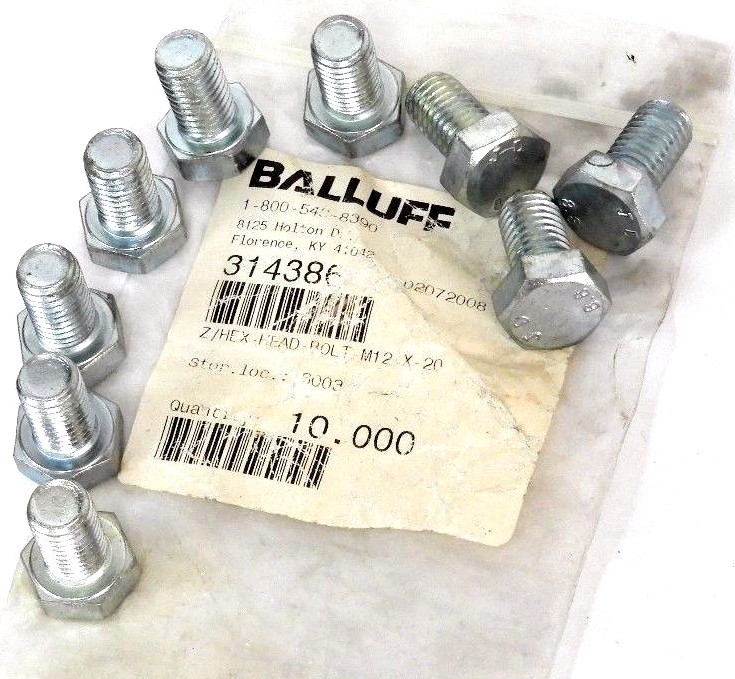 Used BAG OF 9 NEW BALLUFF Z/HEX-HEAD BOLTS M12 X 20, 314386