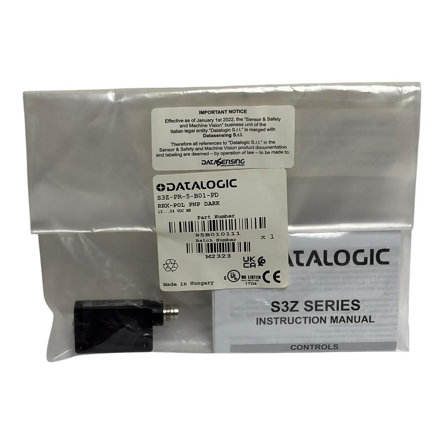 Datalogic S3Z-PR-5-B01-PD Photoelectric Sensor Switch 95B010111 New