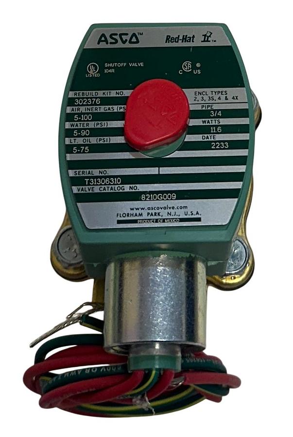 Used ASCO 8210G00924/DC / 8210G009 Red-Hat II SOLENOID VALVE 3/4'' 24VDC COIL NSMP