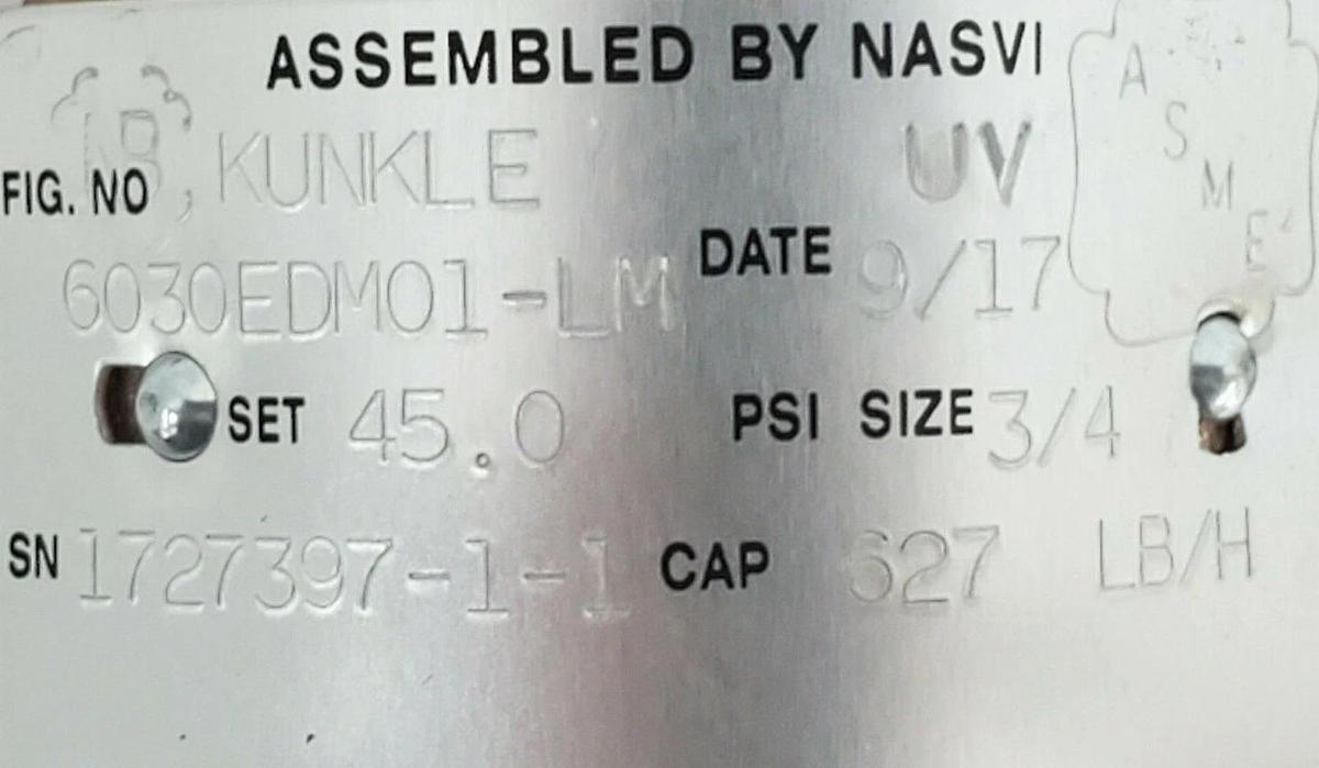 NIB KUNKLE 6030EDM01-LM PRESSURE RELIEF VALVE 3/4" X 1" 6030EDM01 6030EDM01LM