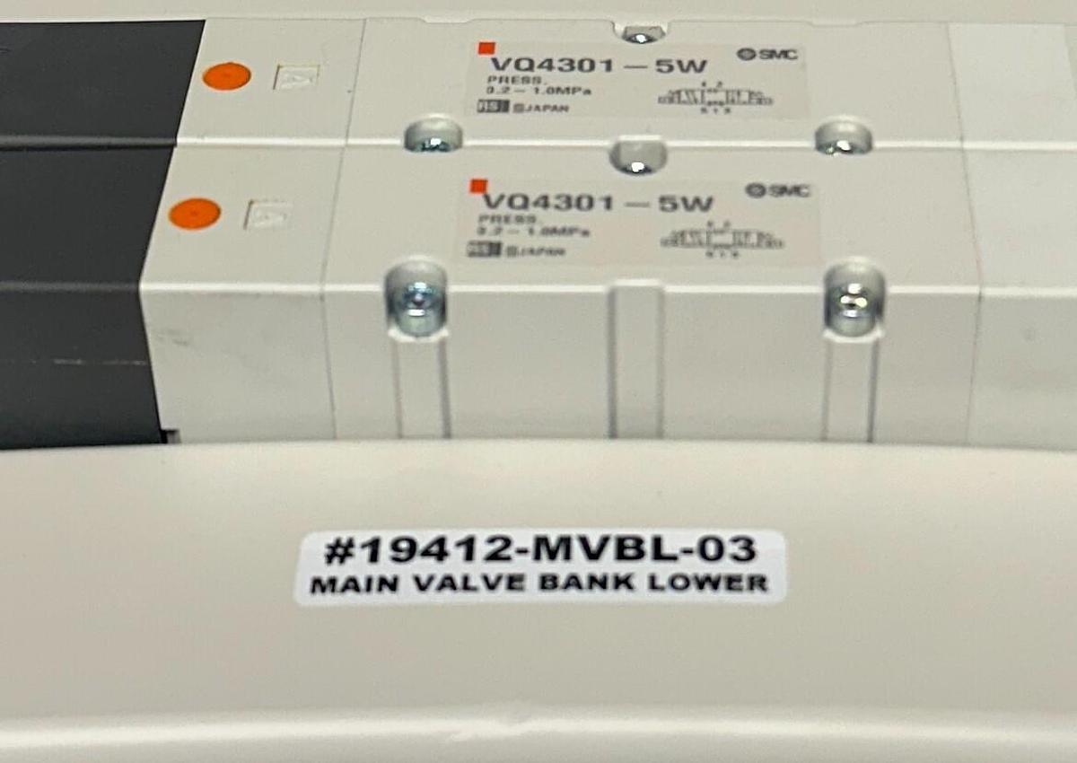 Used SMC 19412-MVBL-03 / 19412MVBL03 PNEUMATIC MAIN VALVE BANK LOWER VQ4301-5W NSNP