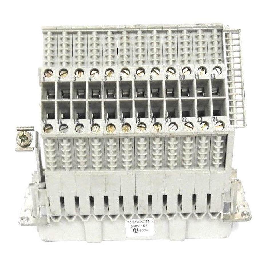 Used WIELAND 70.910.XX53.3 CONNECTOR 70910XX533, 24-PIN, 500V 16A, 600V