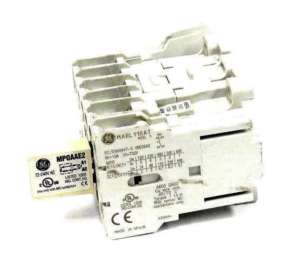 Used GENERAL ELECTRIC MCRA022AT RELAY WITH MARL110AT & MP0AAE2 CONTACTOR