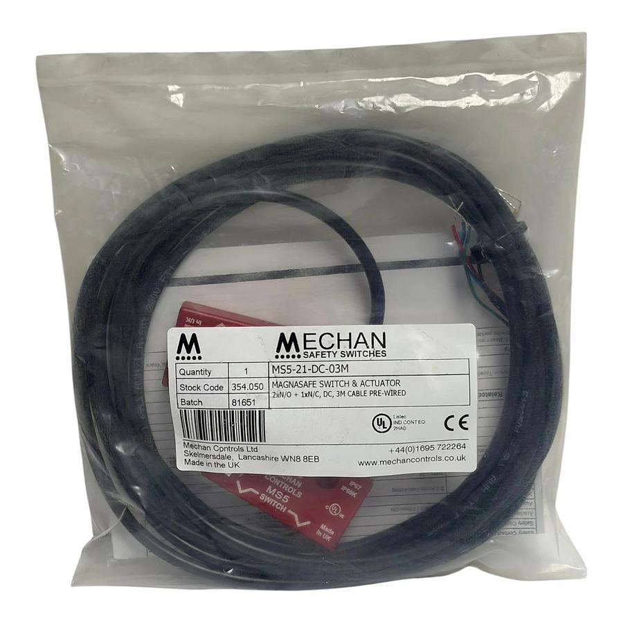 Mechan Controls MS5-21-DC-03M Magnasafe Magnetic Safety Switch Actuator Set New
