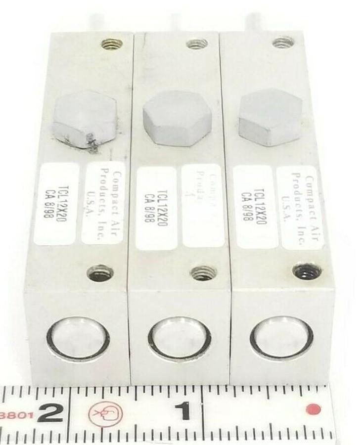 Used LOT OF 3 ITT COMPACT AIR TCL12X20 CYLINDERS TCL12X20, 12MM BORE