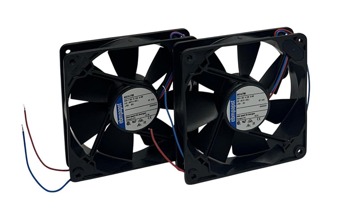Used 2 EBM-PAPST 4414 FM / 4414FM DC AXIAL COMPACT FANS 12-28VDC 3.2W .13A 119mm NSNP