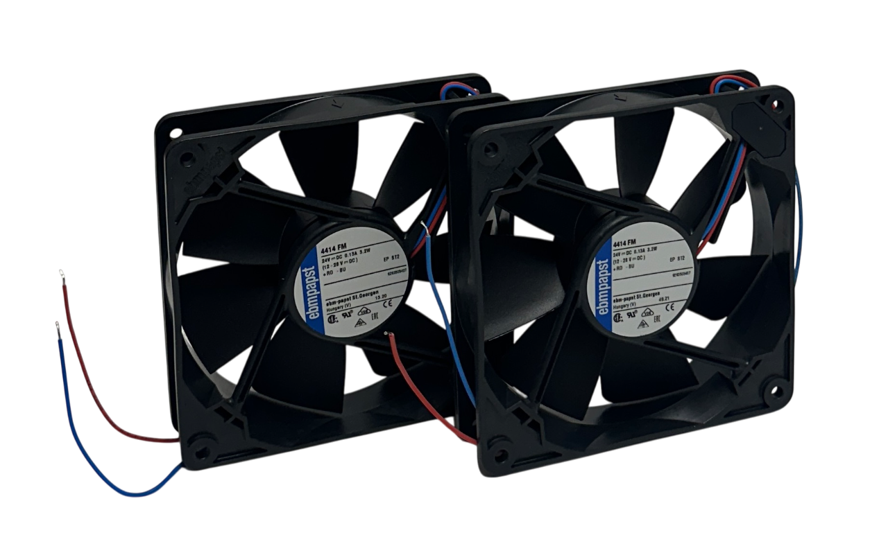 Used 2 EBM-PAPST 4414 FM / 4414FM DC AXIAL COMPACT FANS 12-28VDC 3.2W .13A 119mm NSNP