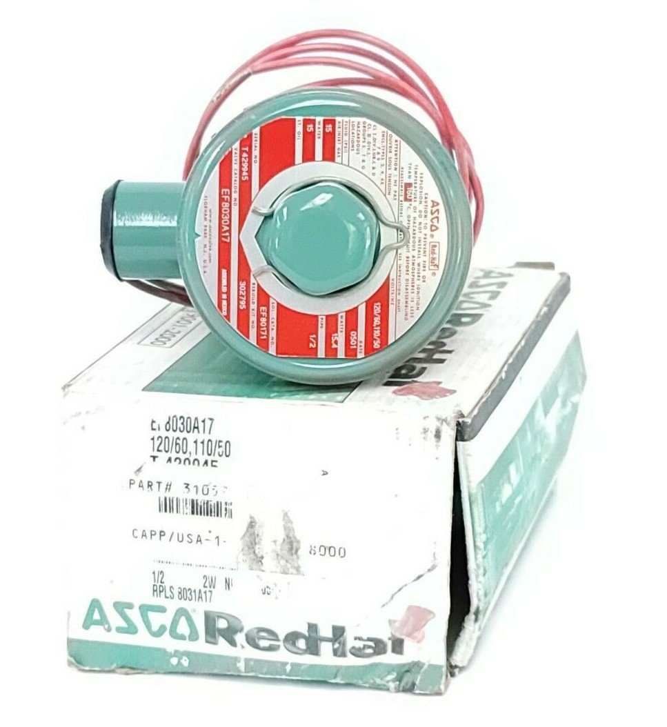 Used ASCO EF8030A17 SOLENOID VALVE 120/60, 110/50 PIPE: 1/2'' WATTS: 15.4 (IN BOX)