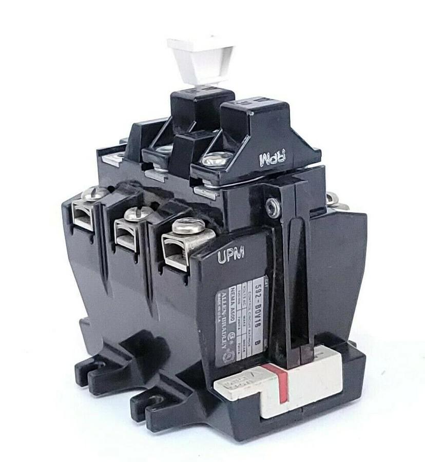 Used ALLEN BRADLEY 592-BOV16 OVERLOAD RELAY SER. B W/ TWO W38 HEATER ELEMENTS